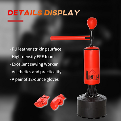 HOMCOM 3-IN-1 Freestanding Boxing Punch Bag Stand with Rotating Flexible Arm, Speed Ball, Waterable Base