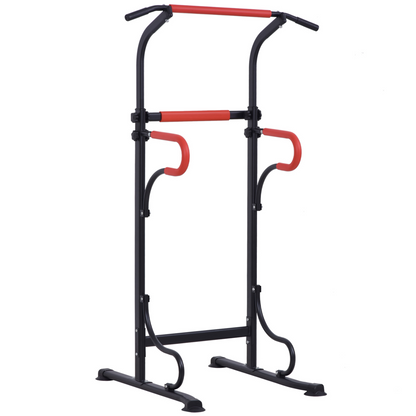 HOMCOM Steel Frame Multi-Use Exercise Power Tower Station Adjustable Height w/ Hand Grips Adjustable Feet Home Office Gym Training Workout Equipment