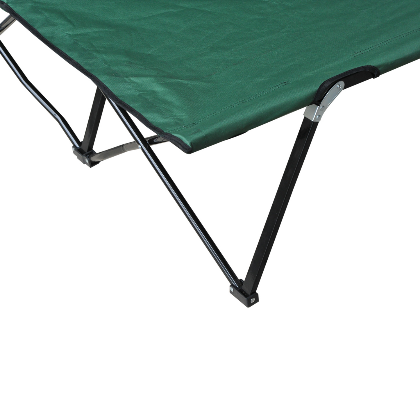 Outsunny Double Camping Bed Camping Cot Foldable Sunbed Outdoor Patio Sleeping Bed Super Light w/ Carry Bag (Green)