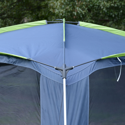 Outsunny 5-8 Person Camping Tent, Portable Dome Tent, Outdoor Screen House Sun Shelter, 360x355x215cm - Dark Blue/Green