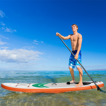 Outsunny 10'6" x 30" x 6" Inflatable Non-Slip Paddle Stand Up Board w/ Adjustable Aluminium Paddle, ISUP Accessories, Carry Bag, 320L x 76W x 15H cm - White