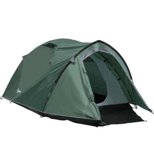Outsunny Camping Tent w/ Dome Tent for 2-3 Person with Weatherproof Vestibule Backpacking Tent Large Windows Lightweight for Fishing & Hiking Green