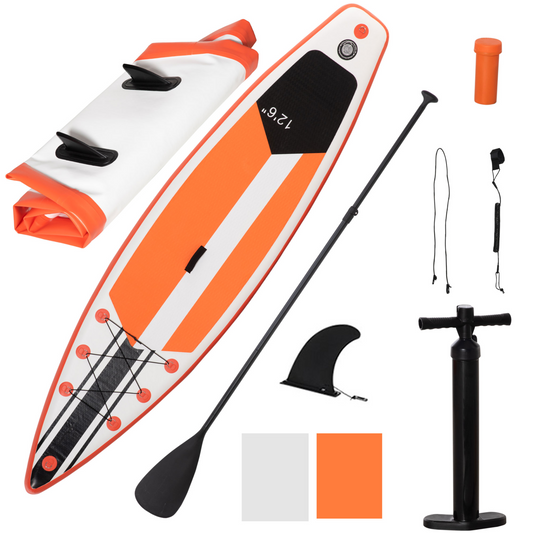 Outsunny 10'6" x 30" x 6" Inflatable Paddle Stand Up Board, Adjustable Aluminium Paddle, Non-Slip Deck Board w/ ISUP Accessories, Carry Bag, 320Lx76Wx15Hcm - White