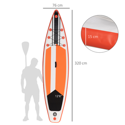 Outsunny 10'6" x 30" x 6" Inflatable Paddle Stand Up Board, Adjustable Aluminium Paddle, Non-Slip Deck Board w/ ISUP Accessories, Carry Bag, 320Lx76Wx15Hcm - White