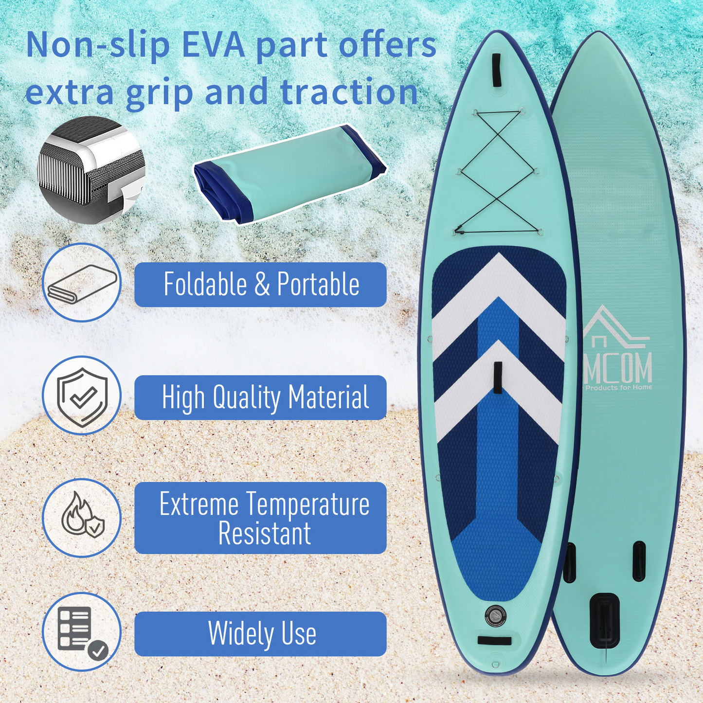 HOMCOM 10.5ft Inflatable Paddle Board Standup Paddle Board  with Seat, SUP Accessories w/ Carry Bag Non-Slip Deck Adj Paddle Seat Pump Leash for Adults Kids Green