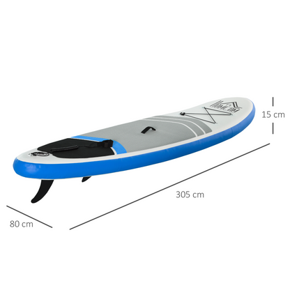 HOMCOM 10ft Inflatable Paddleboard Stand Up Paddle Board SUP Accessories Carry Bag Non-Slip Deck Adj Paddle Pump Leash Blue