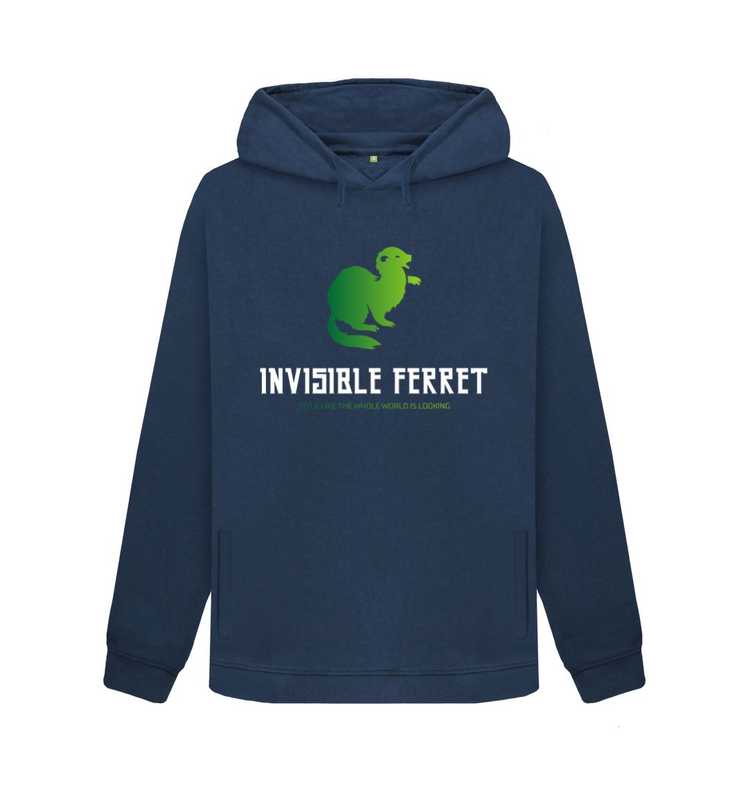 Navy Blue Invisible Ferret Brand Hoodie - Ladies